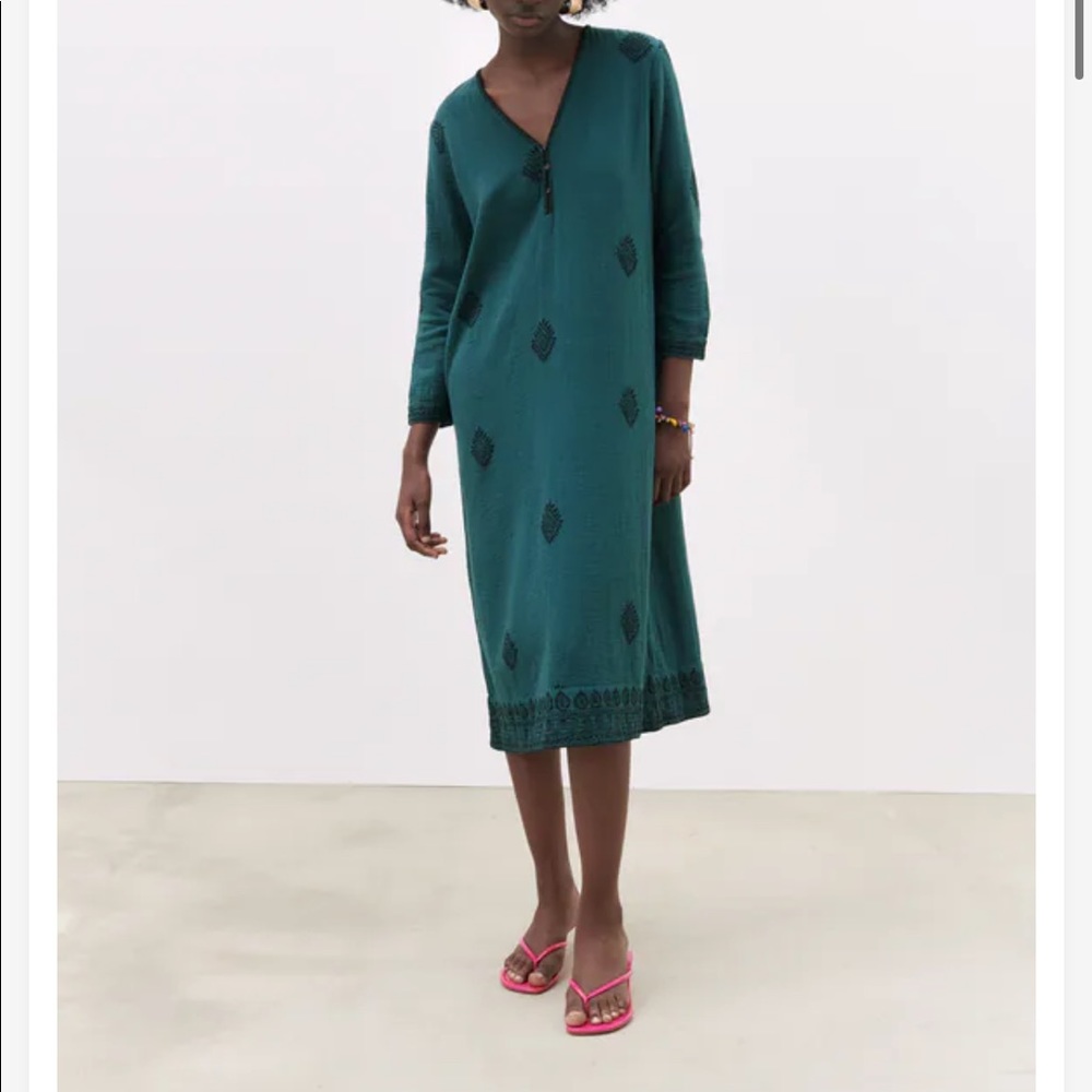 Zara Embroidered Midi Dress